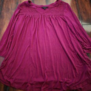 Lane Bryant 3/4 Sleeve Pullover Top Maroon Rayon Spandex Women's Size 14/16 (1X)